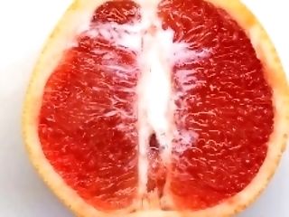 Cock-squeezing Pink Grapefruit Gets Fruit Fucked Frigged Hard In Creamy Yummy Slit Asmr