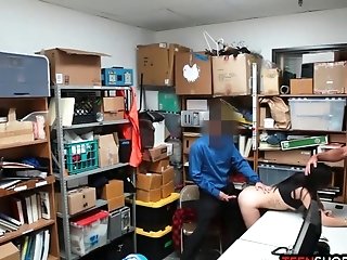 Security Guards Fuck A Nice Teenager Shoplifter In Their Office