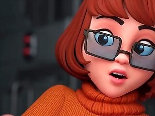 Skimpy Velma Got Trapped By Dozens Of Flying Dicks And Was Gang-fucked