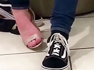 Teenager Lady Playing With Her Feet