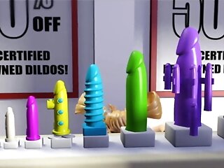 3dgspot - Blonde Teenager Deepthroats And Gags A Massive Shaft In A Fake Penis Shop! Three Dimensional Animation!