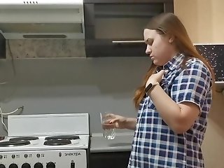 Horny Stunner Masturbating In The Kitchen For You