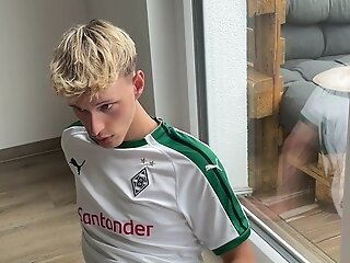 Super-cute Light-haired Nappy Boy Takes Off His Nappy After Soccer Practice